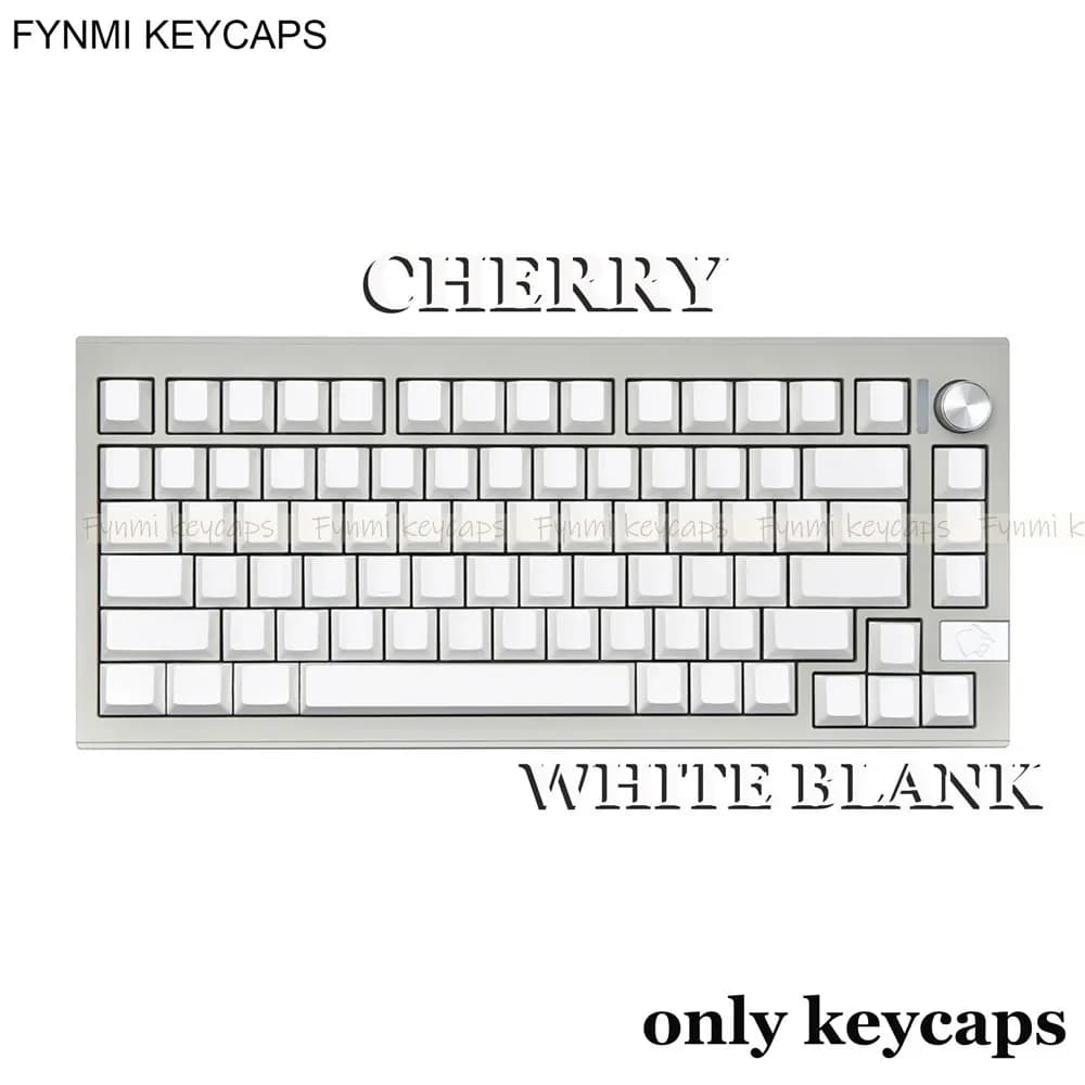 Copritasti Fynmi ISO ANSI Blank White Cherry Profile PBT 61 tasti a 146 tasti Copritasti originali a sublimazione del colore