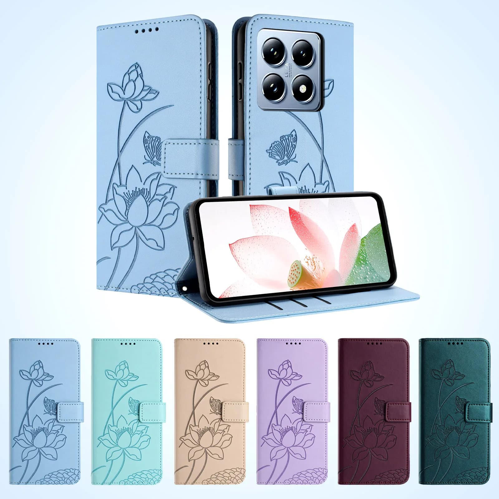 3D Flower Leather Phone Wallet Case Book Stand For Xiaomi 15 15T 14T 13T,Poco F7 F6 X7 X6 X5 M6 M7 Pro 5G Protection Flip Cover
