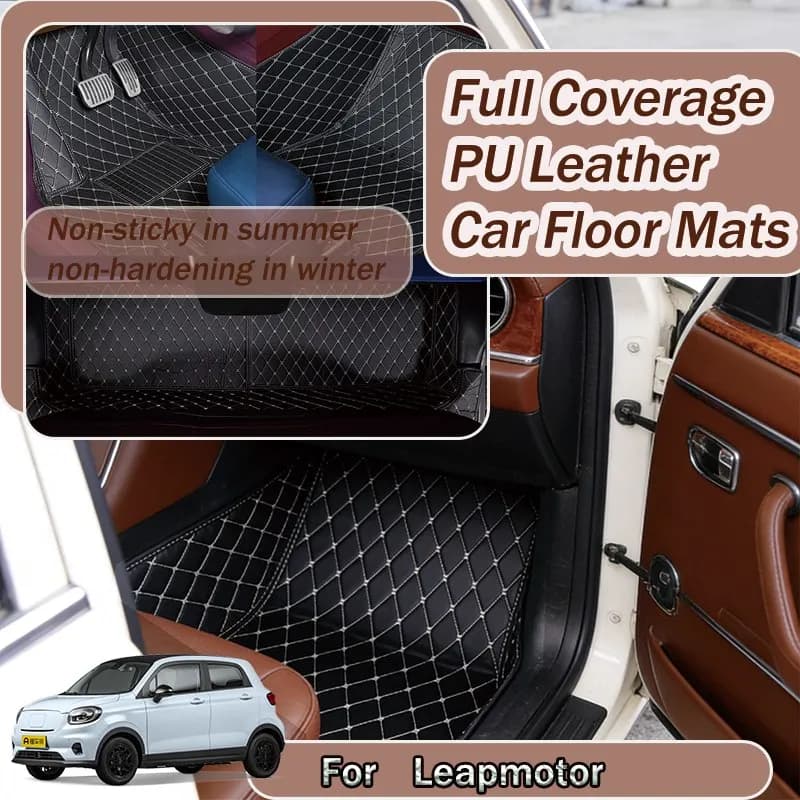 Tappetini Auto Completi in Pelle PU su Misura + Tappetino Bagagliaio per Leapmotor C10/B10, Modello Guida a Sinistra, Accessorio Interno Auto | Eff