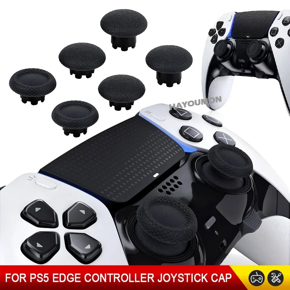 Pulsante del cappuccio delle levette del joystick analogico di ricambio in plastica nera 6 in1 per accessori del controller del gamepad PS5 Edge