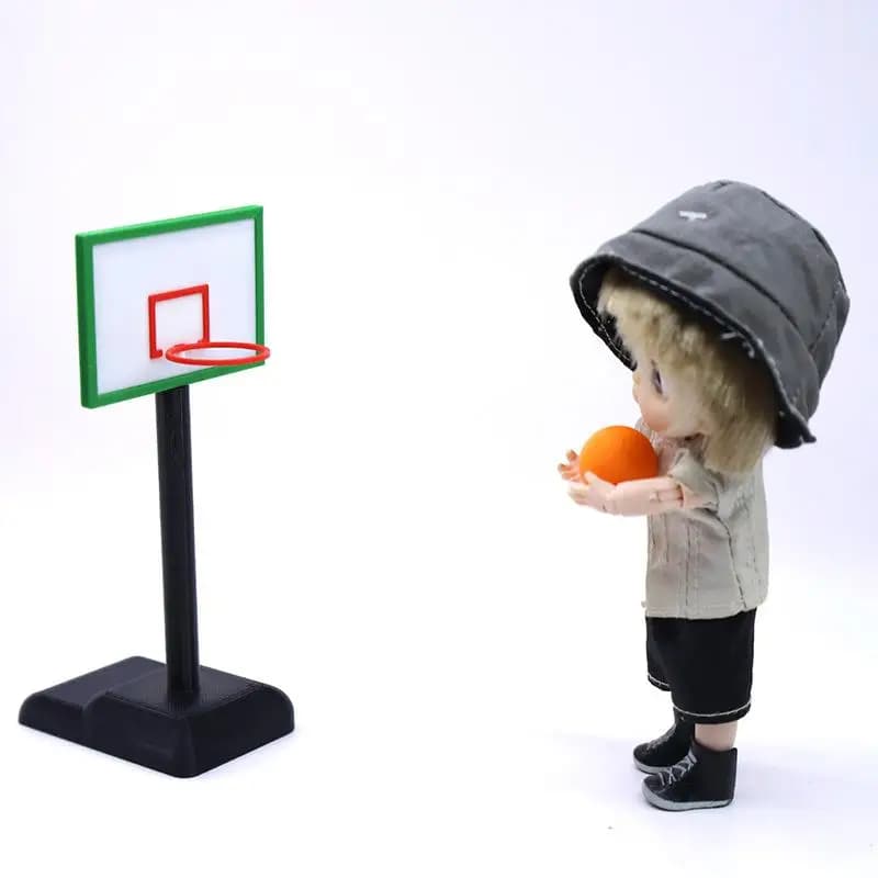 1 Set 1: 12 Supporto da basket per casa delle bambole Simulazione Mini attrezzatura sportiva Modello giocattolo Accessori per scene di casa delle bambole