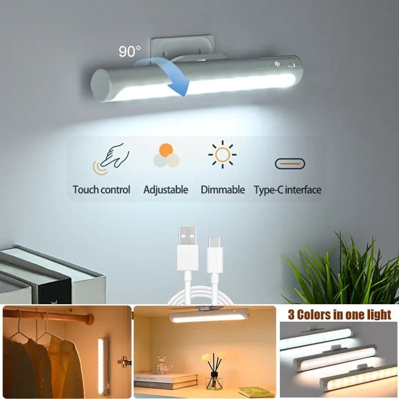 Lampade da Scrivania LED con Controllo Touch, Luce Notturna Dimmerabile, Ricaricabile USB-C, Protegge gli Occhi, per Lettura e Studio