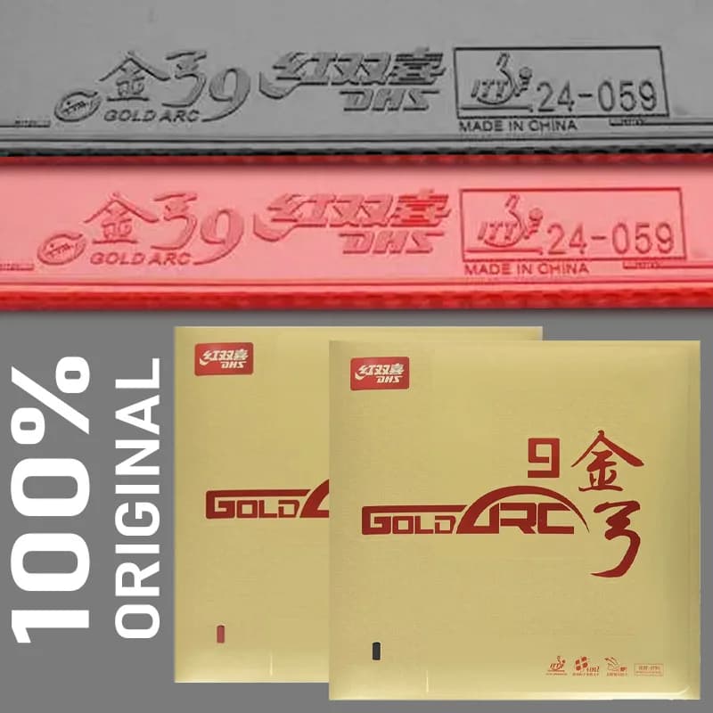 DHS GOLD ARC 9 Gomma da ping pong Foglio di gomma da ping pong professionale non appiccicoso con spugna per torta pre-incegata