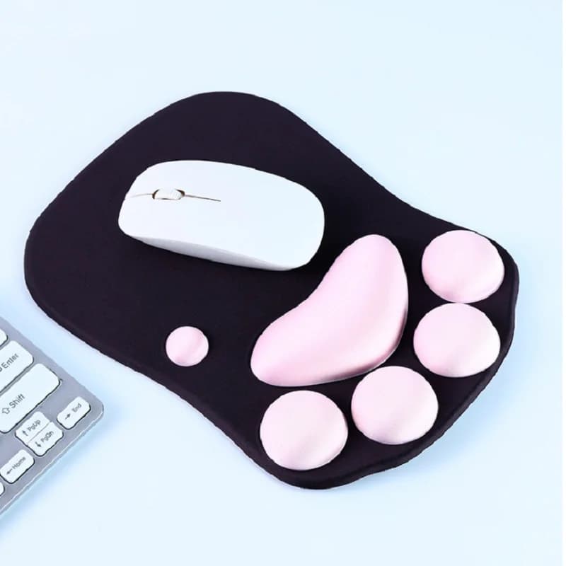 Tappetino per Mouse 3D morbido Silicone forma di zampa di gatto poggiapolsi schiuma di memoria cuscini Comfort Mousepad per bambini gioco blocco note Computer