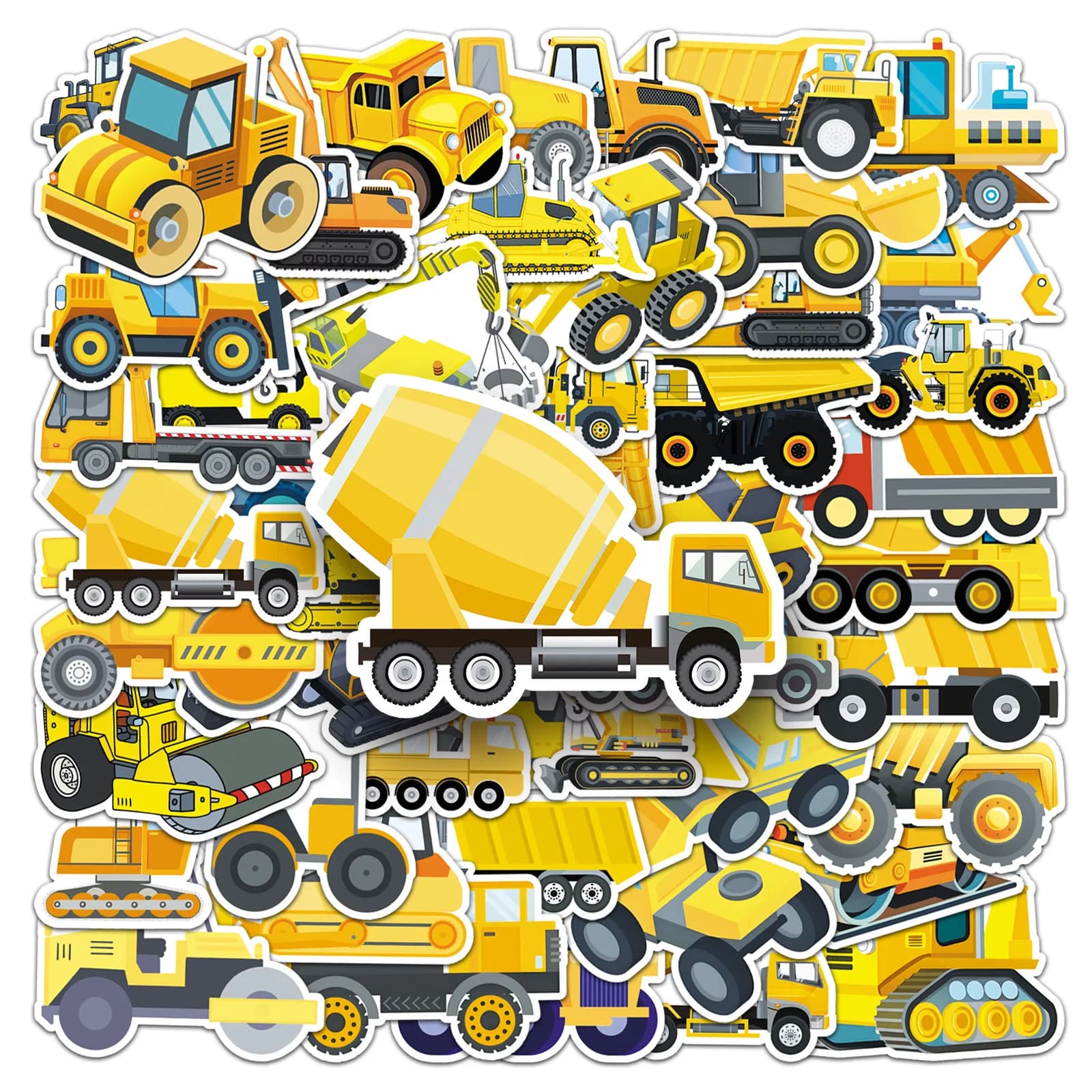 50Pcs Construction Truck Fire Truck Train Graffiti Stickers Cartoon Waterproof Vinyl Decal for Laptop Phone Luggage Water Bottle