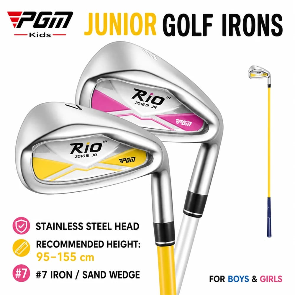 PGM Golf Club Junior #7 Iron or Sand Wedge Graphite Shaft Single Practice Club for Boys and Girls Beginners