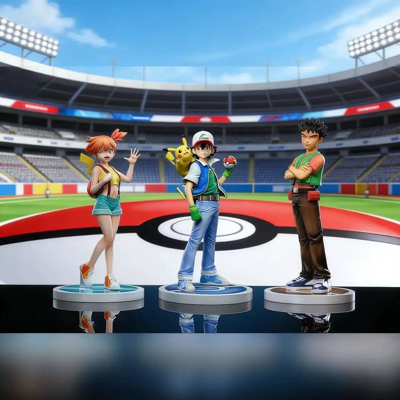Anime Figure 18cm Ash Ketchum Pvc Gk Statue Model Collectible Doll For Room Desk Decoration Action Figure Toy With Brock Misty