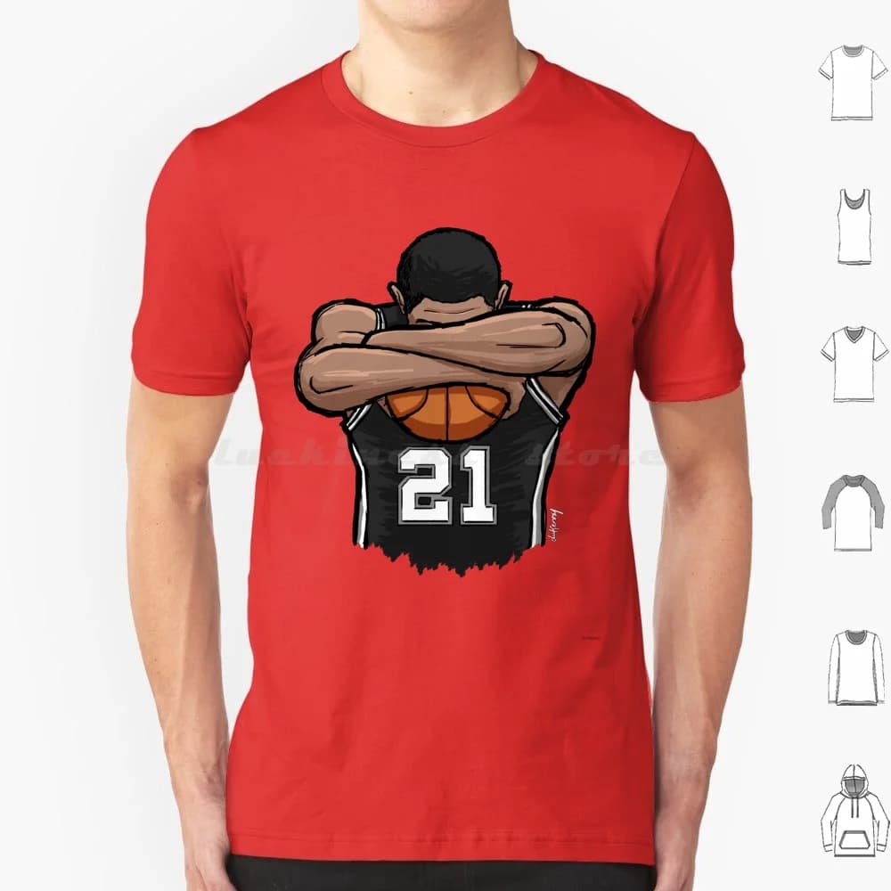 Maglietta Duncan taglia grande 100% cotone Tim Duncan Spurs San Hoops Basketball Fundamental