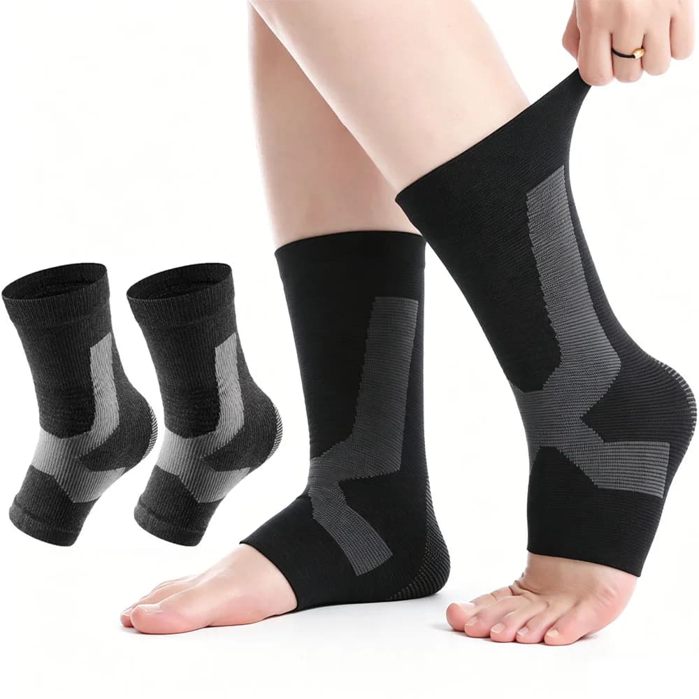 2 Pezzi di Supporti Compressivi per Caviglia - Calze per Fascite Plantare Allevia la tendinite di Achille. Supporto per Arco Plantare che Riduce il Dolore Articolare