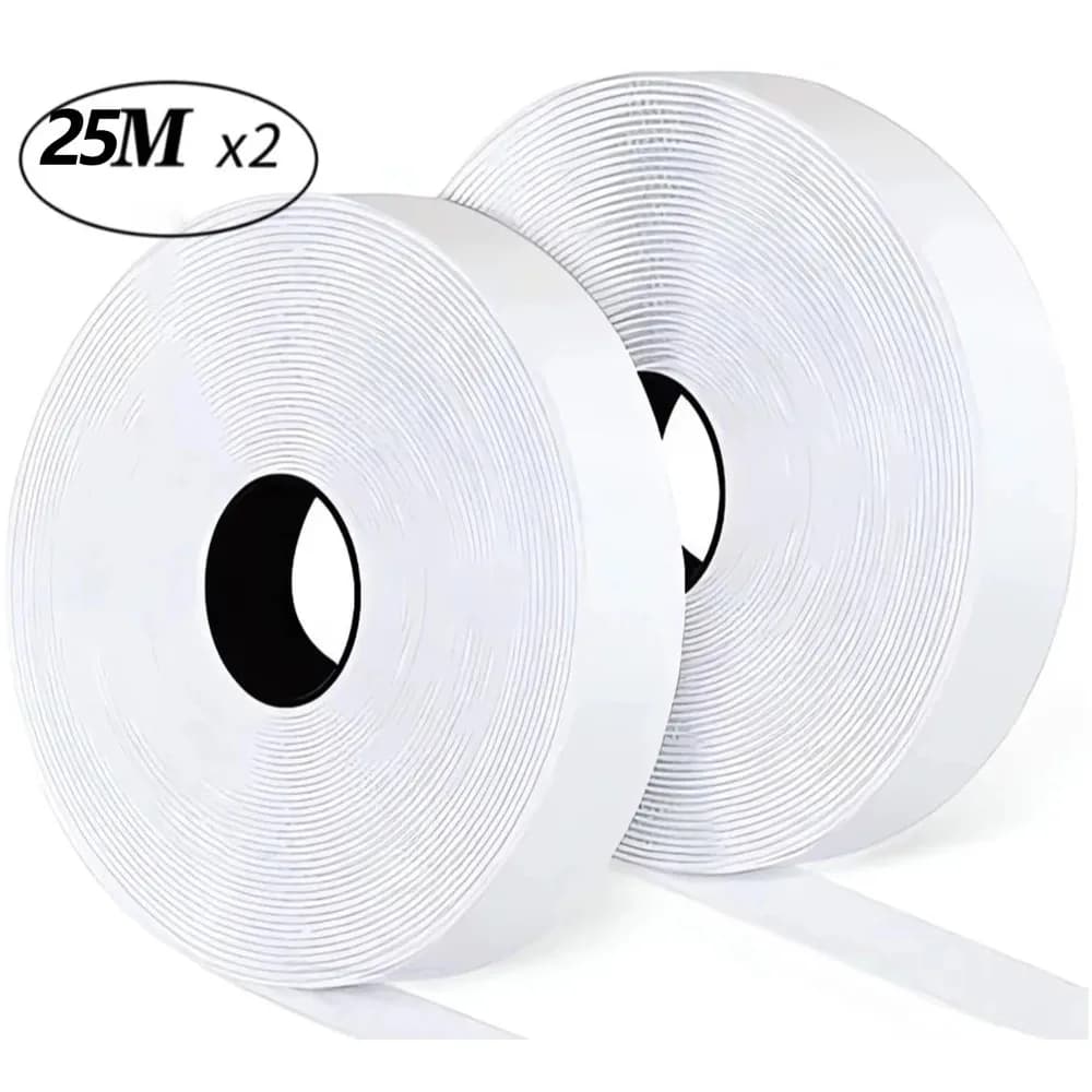 Nastro Adesivo Magico 16/20/25/30mm 25 Metri, Gancio e Anello Autoadesivi in Nylon, Nastro Adesivo in Velcro