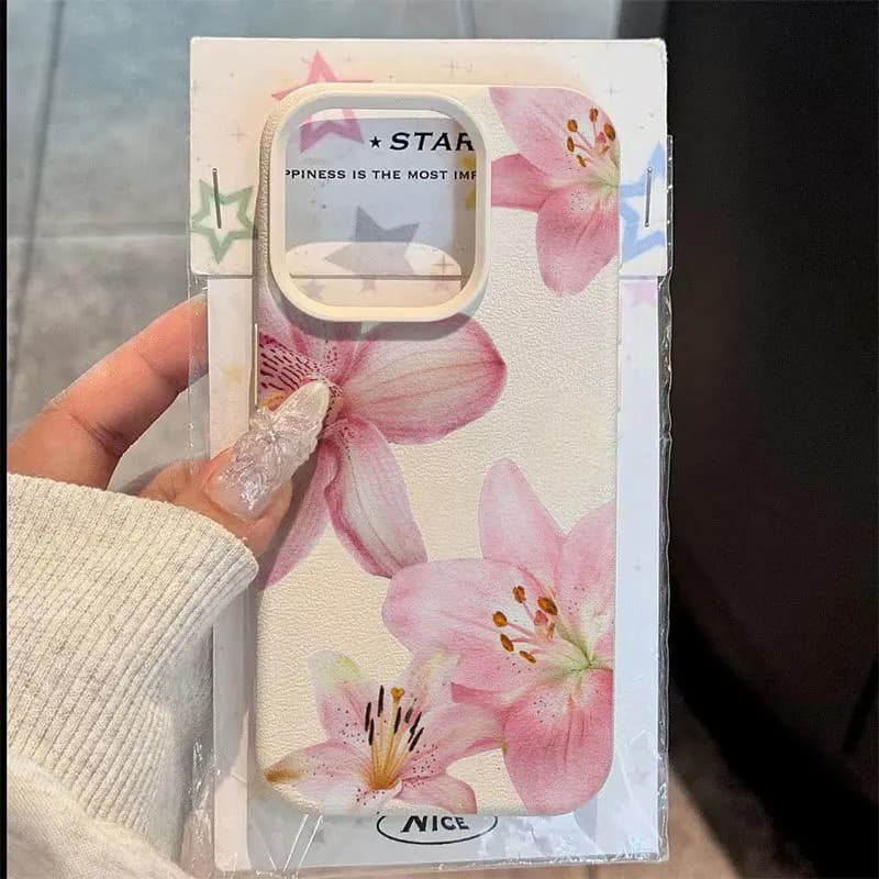 Lithic pink lily textured phone case for Samsung Galaxy S25 Ultra S24 Plus S23 FE S22 S21 A56 A25 A25 A54 A55 A52 A35