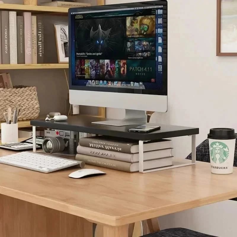Computer Monitor Stand Elevated Base Multifunctional Desktop Storage Rack for Home Office