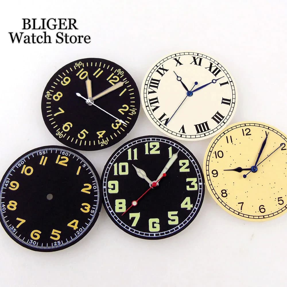 New 33.5mm Vintage Roman Numerals watch dial suitable for NH35 NH36 2824 PT5000 men's automatic black white