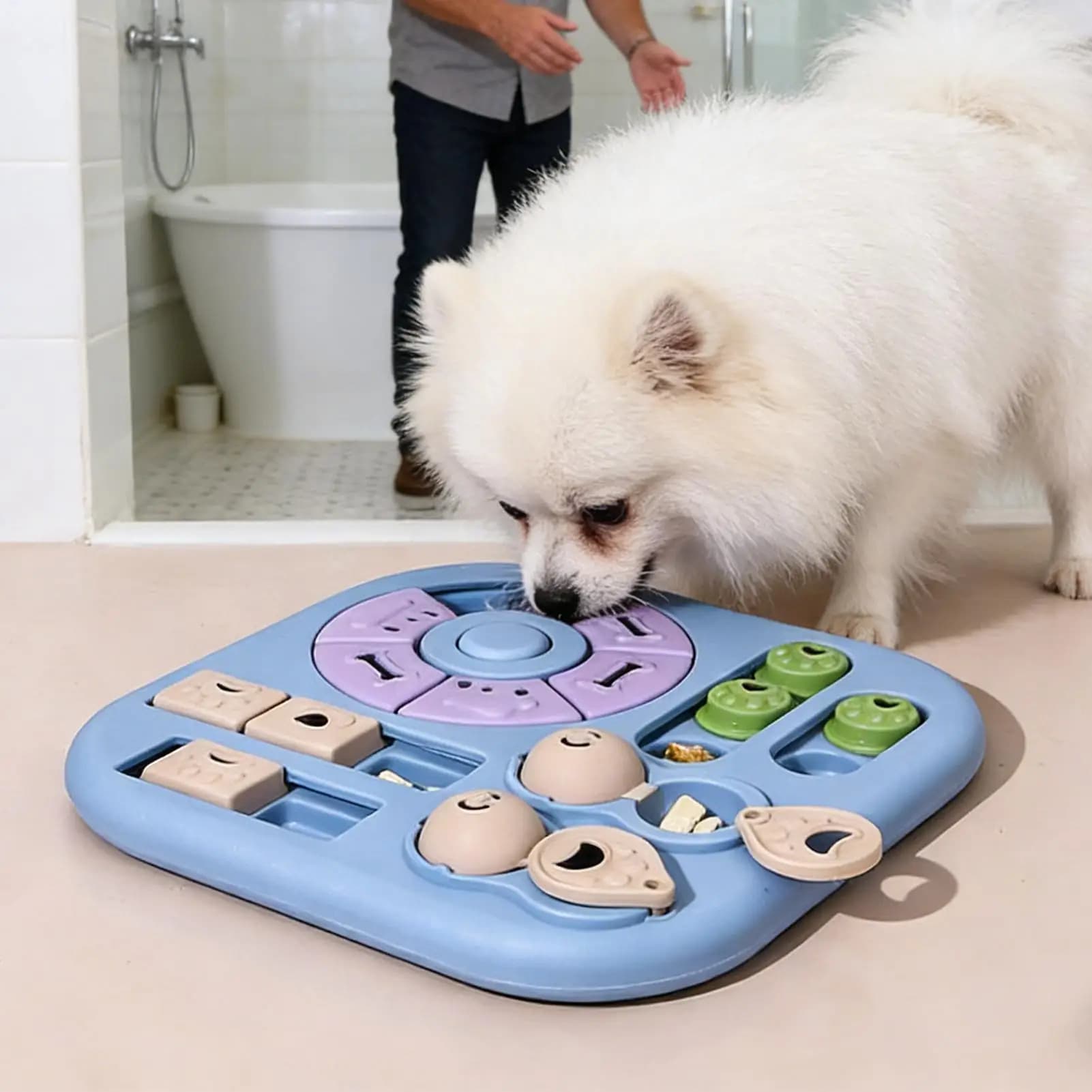 Giocattoli Puzzle per Cani, Dispenser di Cibo Interattivo a Lenta Erogazione, Ciotola Antiscivolo per Cuccioli, Giocattoli per Addestramento di Cani e Gatti