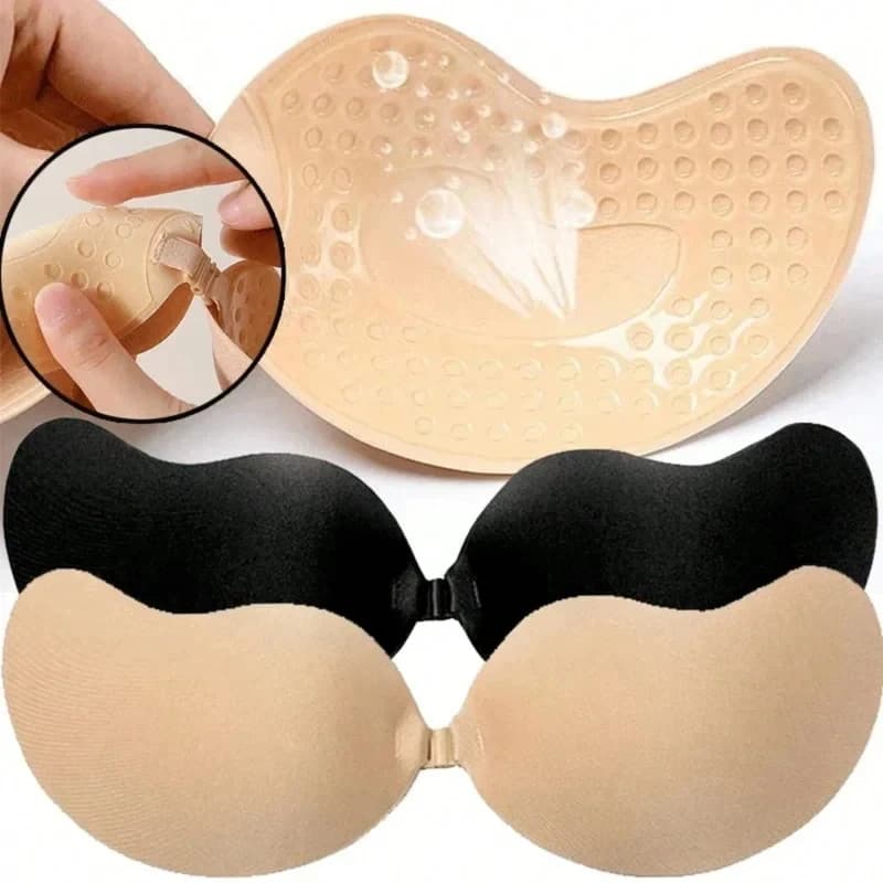 1/2 Paio di Reggiseni Invisibili da Donna, Patch per Seno Nubra Bicolore Ipoallergenico, Coppe a Forma di Mango in Silicone Sottile Anti-Scivolo