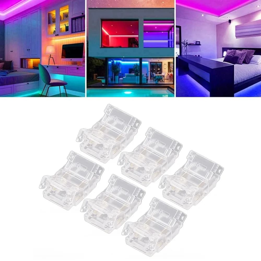 20pcs Solderless 2 Pin LED Strip Connectors COB Transparent Solderless LED Connectors 10mm Strip to Wire Adapter For Office