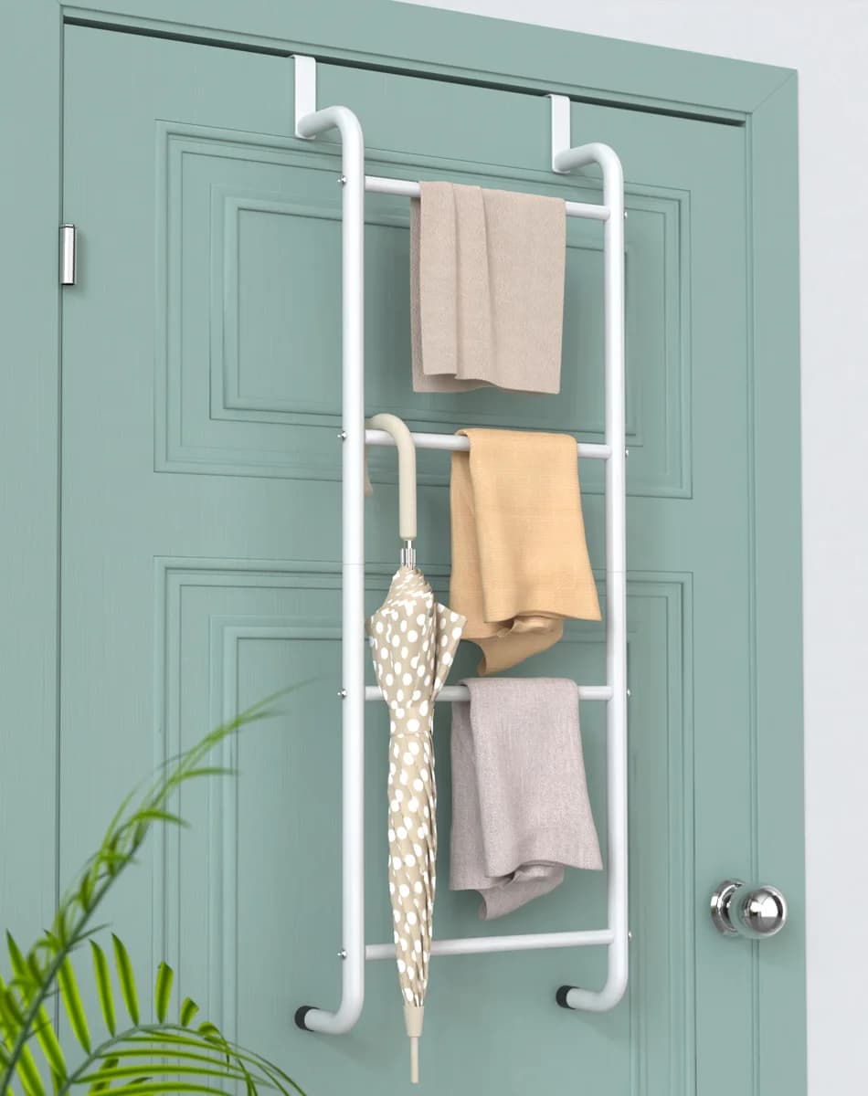 Over The Door Bathroom Towel Rack Metal Behind Door Hanger Space-Saving Organizer for Bathroom Bedroom