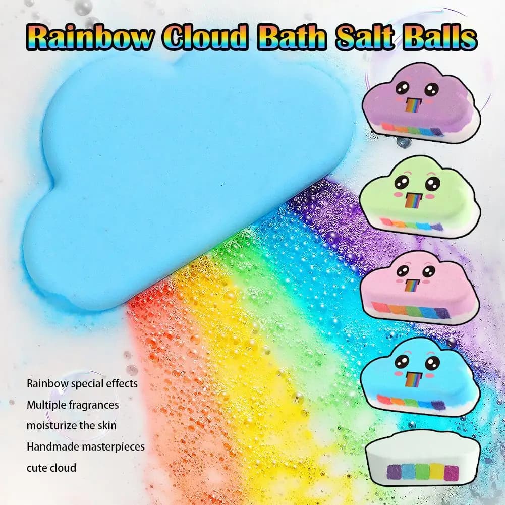 Set Regalo di Palline da Bagno Arcobaleno per Bambini, Saponette Effervescenti Colorate e Profumate con Oli Essenziali Naturali, Sali da Bagno Idratanti per la Pelle