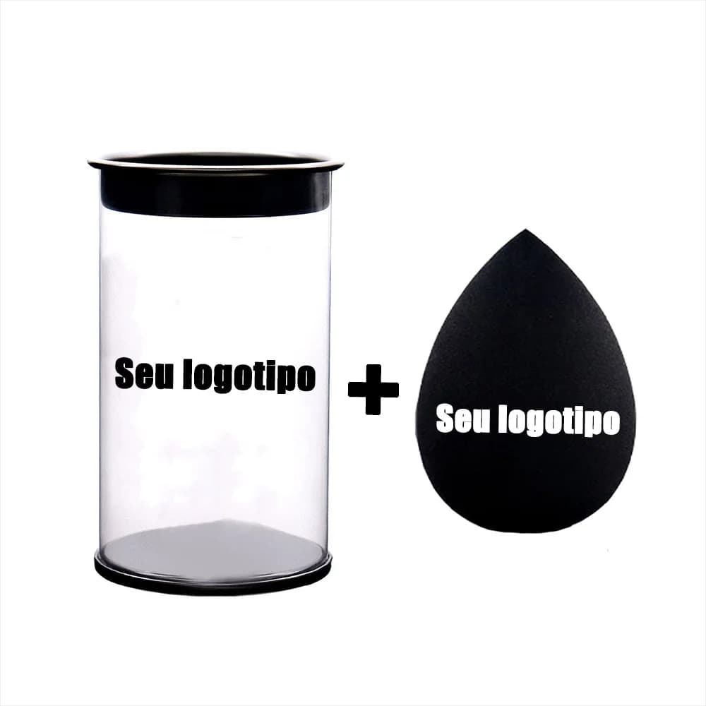 Frullatore cosmetico per uova di bellezza con scatola nera con logo personalizzato da 25 pezzi con scatola per trucco con etichetta privata Spugna trasparente senza lattice