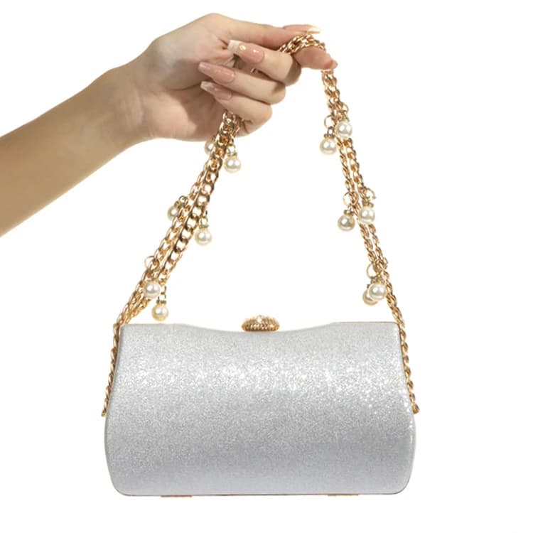 Borsa da Sera Elegante con Catena di Perle, Borsa a Tracolla Scintillante per Cerimonie, Nuova Borsa da Donna 2025, Borsa a Mano e a Spalla