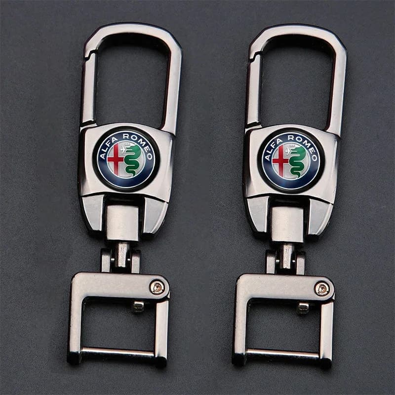 Car Badge Keychain Key Ring Ornaments For Alfa Romeo 4C 159 Spider Giulia Giulietta 156 Key Holder Accessories Tire Valve Caps