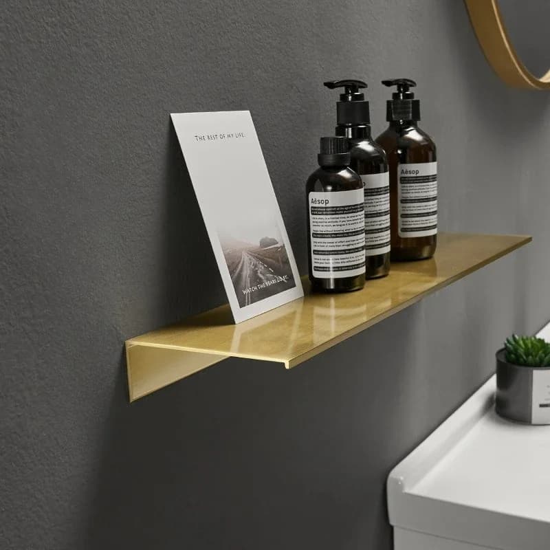 bathroom brushed gold aluminum rack tray, toilet wall hanging cosmetic storage rack, bathroom shower room shower gel rack