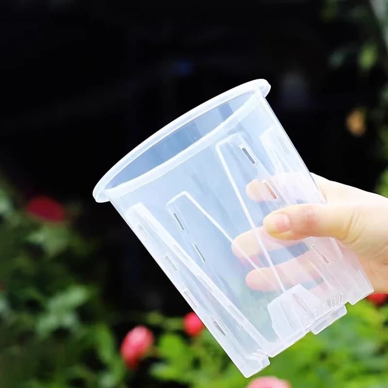 12cm per vaso da coltivazione per piante di orchidee vaso da fiori addensato bianco trasparente vaso da fiori alto in plastica per piante di controllo della radice traspirante k