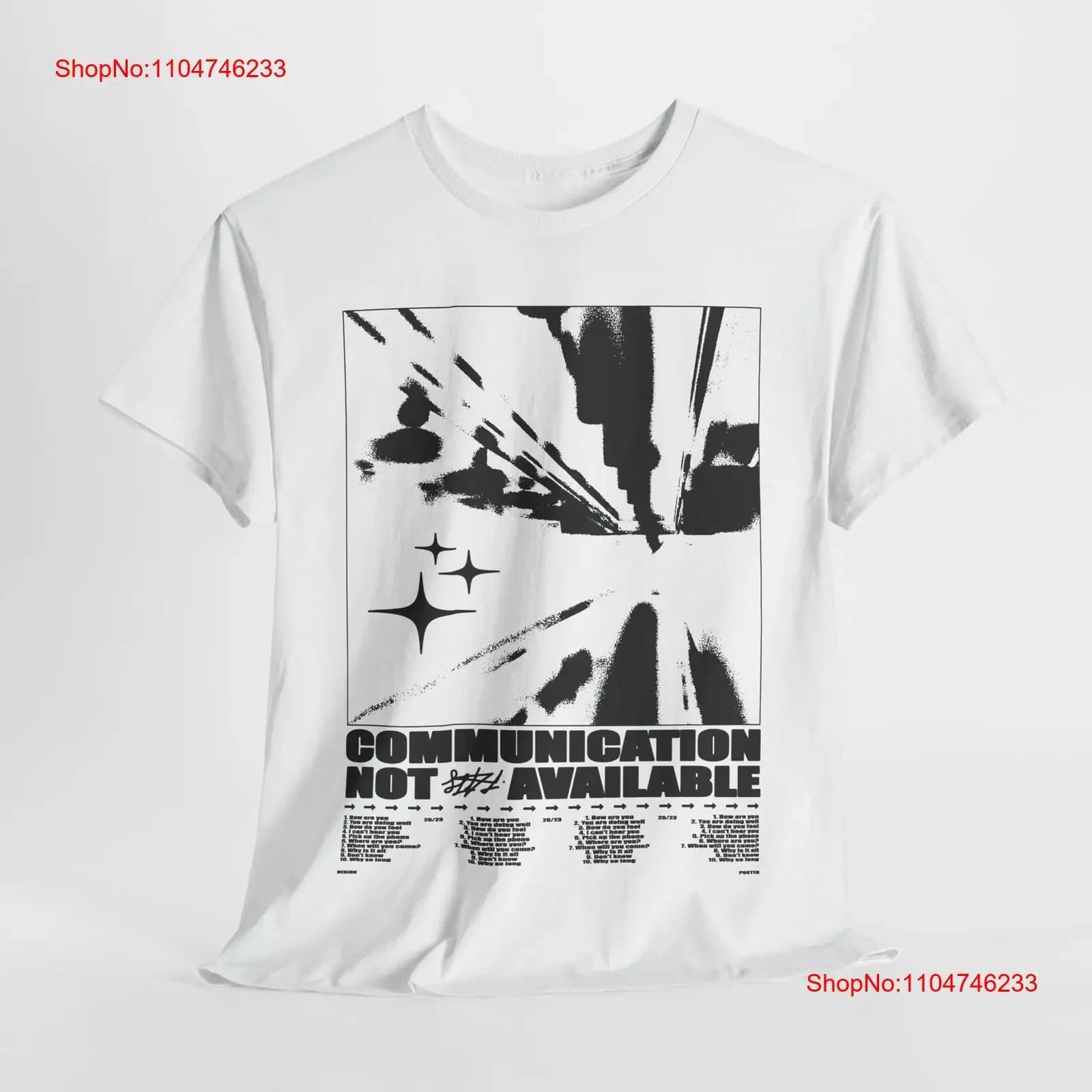 Maglietta da uomo audace con COMUNICAZIONE NON DISPONIBILE Design Frecce vintage Lavaggio grafica moda Leggermente elegante Morbido
