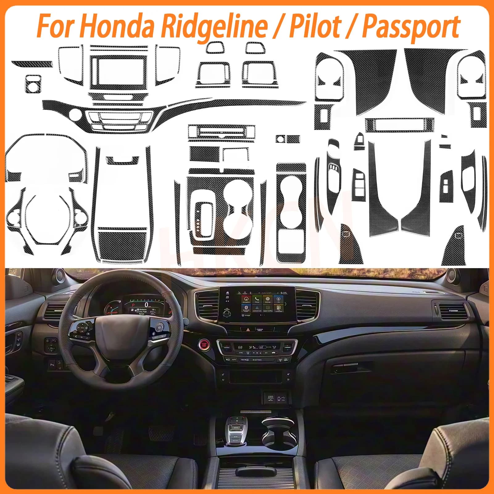 Adesivo in fibra di carbonio per Honda Ridgeline Pilot Passport Pannello portabicchieri Pannello pulsante sollevatore finestra Trim Accessori interni auto