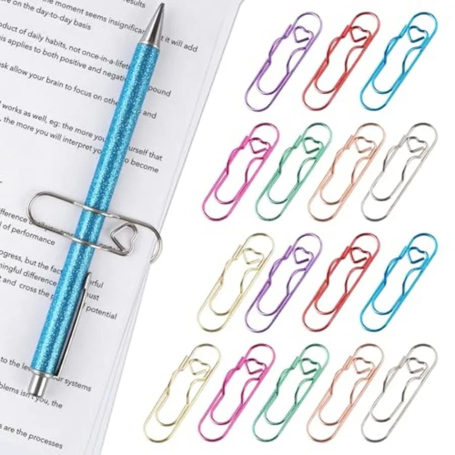 16Pcs Pen Clip Holder Metal with Hearts for Notebook Journal Planner, Teacher Appreciation Mothers Day Gifts for Teacher Mom Wo