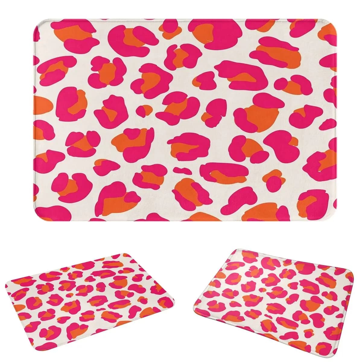 Hot Pink And Orange Leopard Print Doormat Sand Scraping Carpet Rug Kitchen Entrance Home Floor Mat for Bedroom Footpad Mats