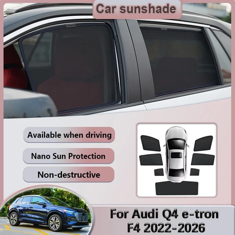 Sunshades For Audi Q4 e-tron F4 2022-2026 2025 Car Mesh Visors Side Window Magnetic Sun Shades Privacy Curtains Auto Accessories