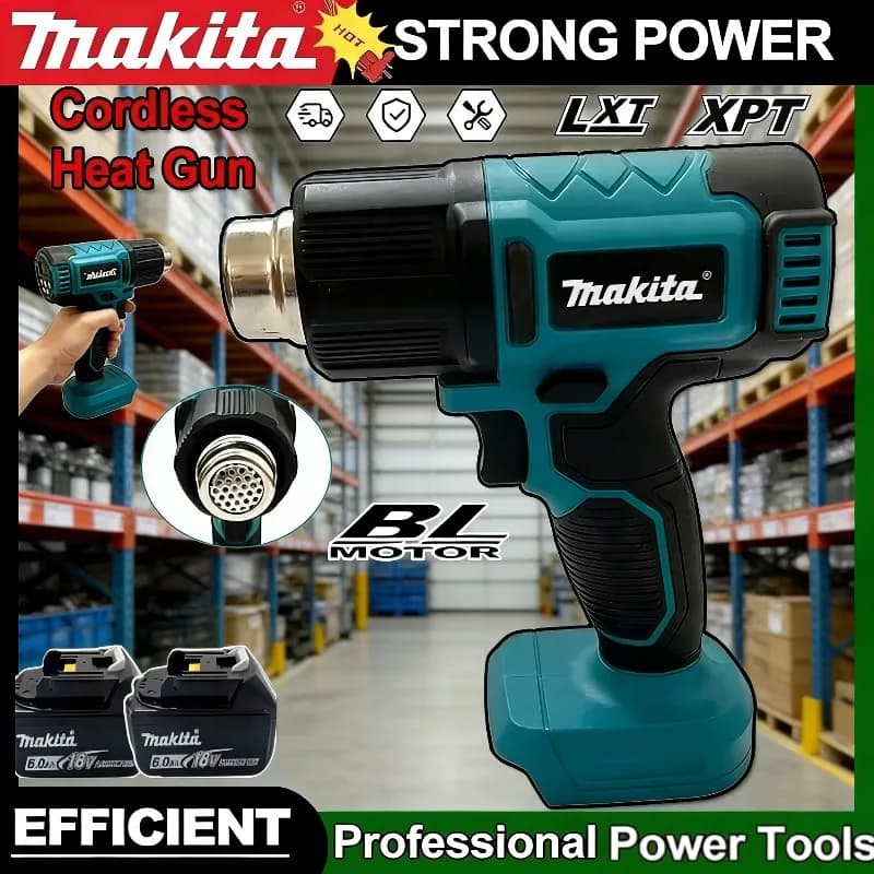 Pistola ad aria calda Makita 18V, strumento senza fili per la saldatura, asciugatore ad aria, temperatura massima 550°C ° Pellicola Termoretraibile Wireless Ricaricabile