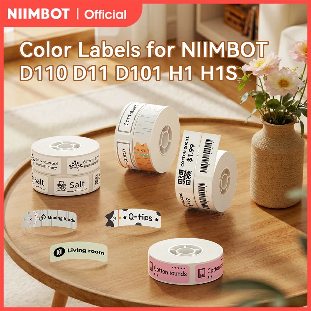 Niimbot Carta per etichette termiche 3 rotoli/set Adesivo per nastro adesivo impermeabile antigraffio per stampante per etichette intelligente D110 D11 D101 H1 H1S