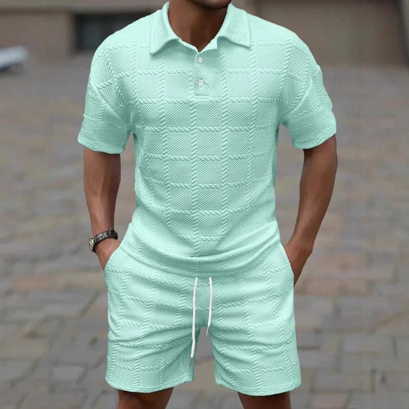 Men's printed summer clothing - elegant short sleeve t-shirt, shorts, breathable suit in two pieces for casual sports and racing