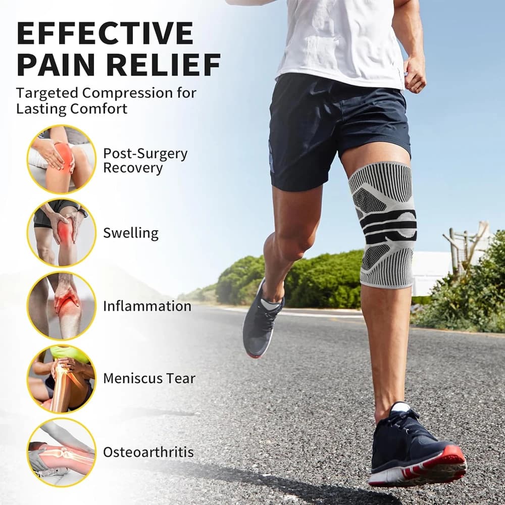 1 Pezzo Ginocchiera Plus Size con Cuscinetto in Gel e Stabilizzatori - per Lesioni al Menisco, Artrite, Allenamento, Corsa, Supporto per Donne e Uomini