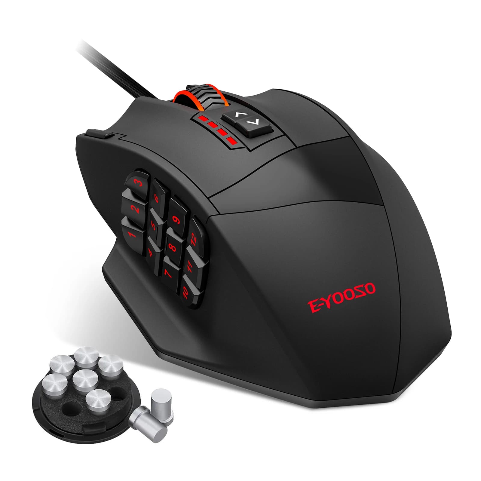 E-YOOSO X-39 Wired Gaming Mouse Side Numeric Keypad Mouse 16400 DPI 19 Programmable Buttons Adjustable Weight Ergonomic Mice