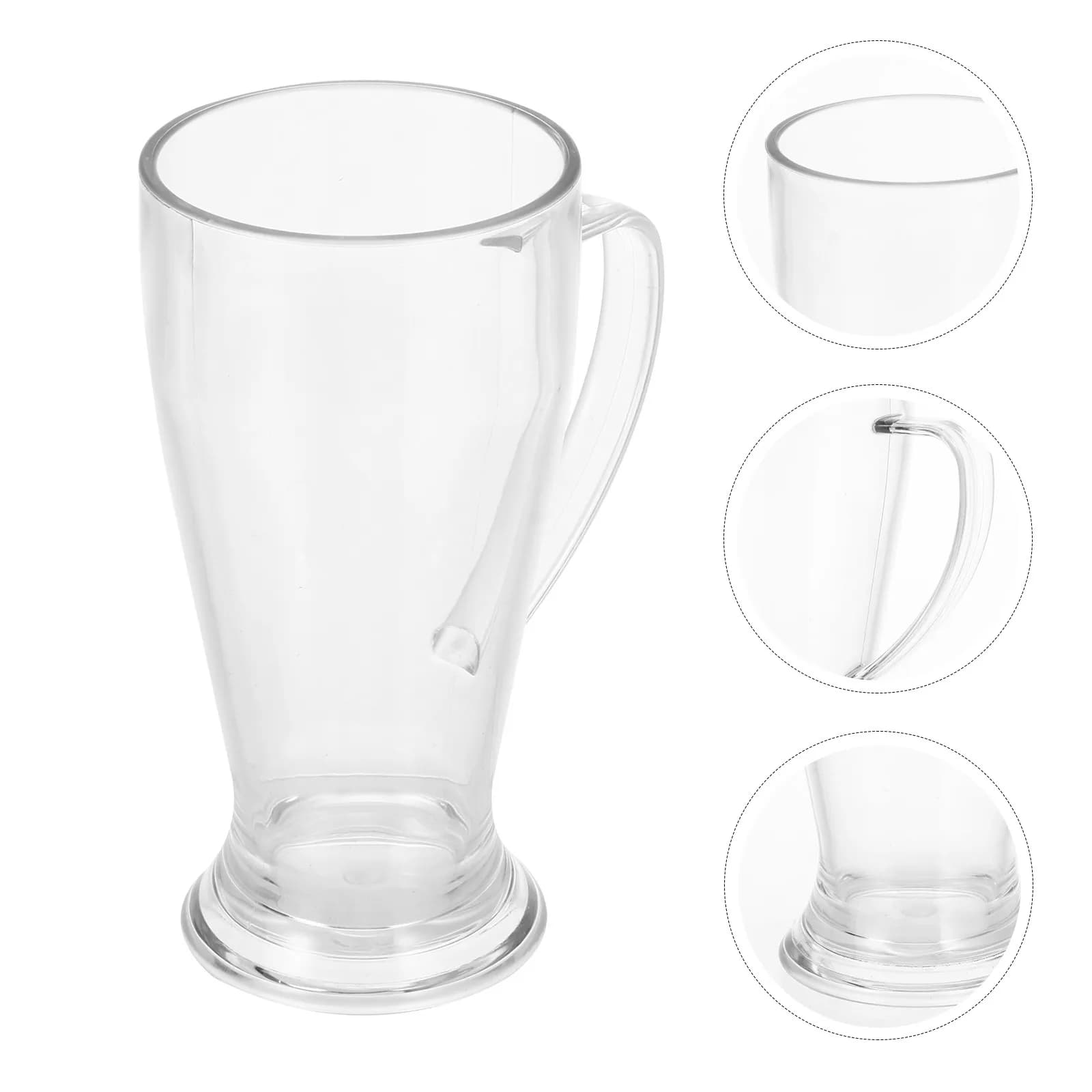 Bicchiere da Birra in Plastica Trasparente Premium da 460ml con Manico Ergonomico, Ampia Apertura, Superficie Liscia, Ideale per Birra, Cocktail, Succhi