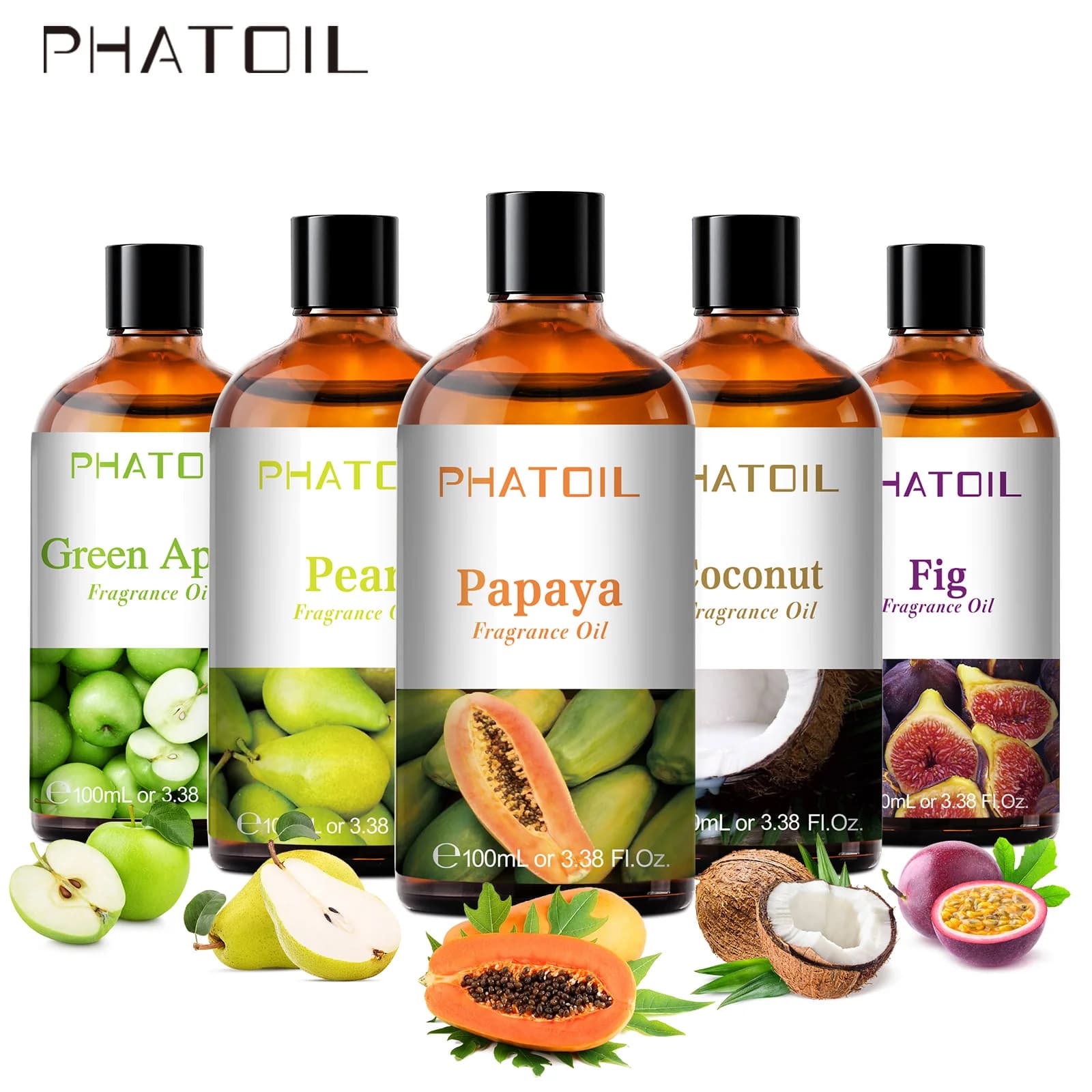 PHATOIL 100ML Olio profumato al cocco, pesca, mirtillo, mango, mela, banana, uva, limone, olio aromatico per diffusore di olio, sapone, candela