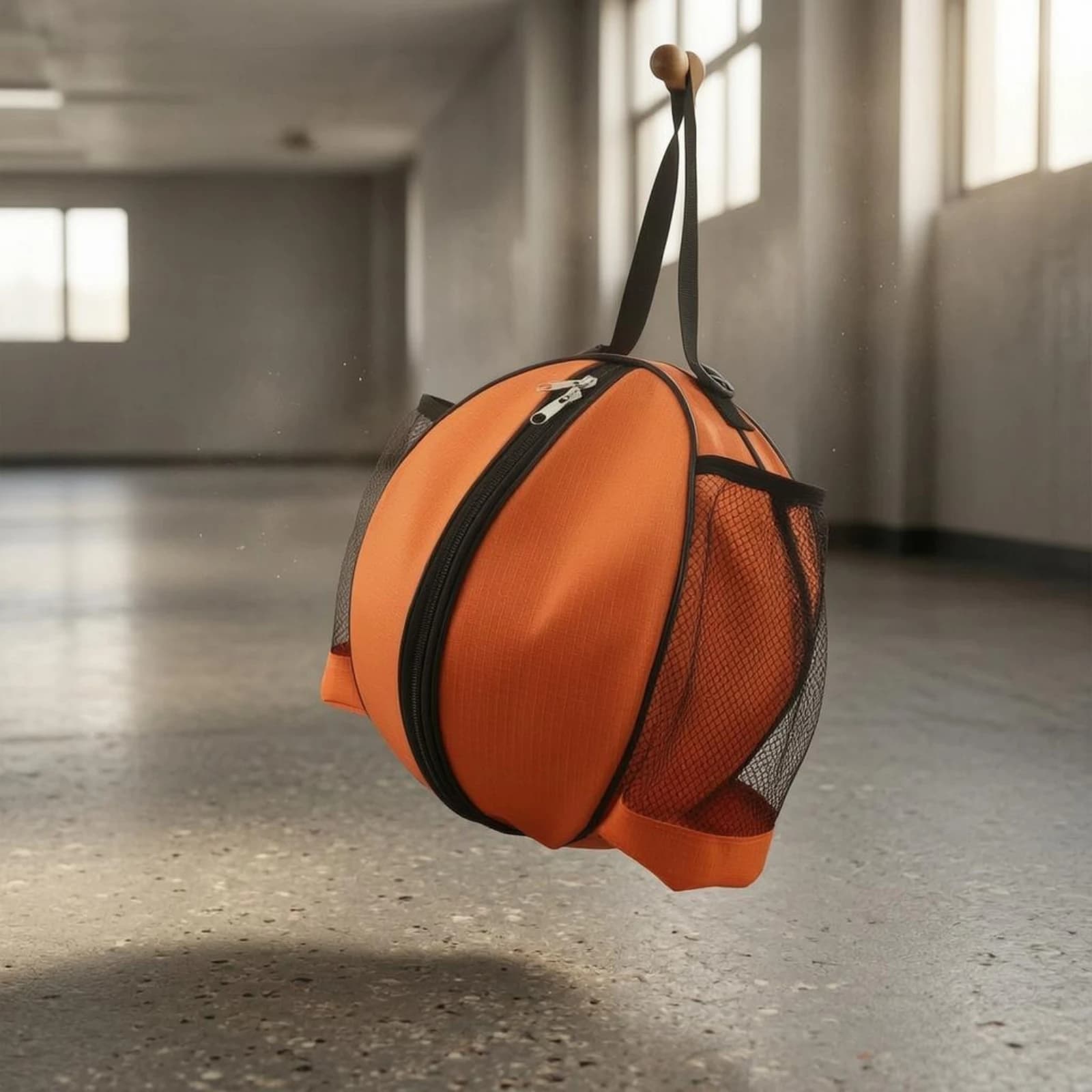Single-Shoulder Basketball Bag Zippered Basketball Bag Sports Ball Holder Soft Structured