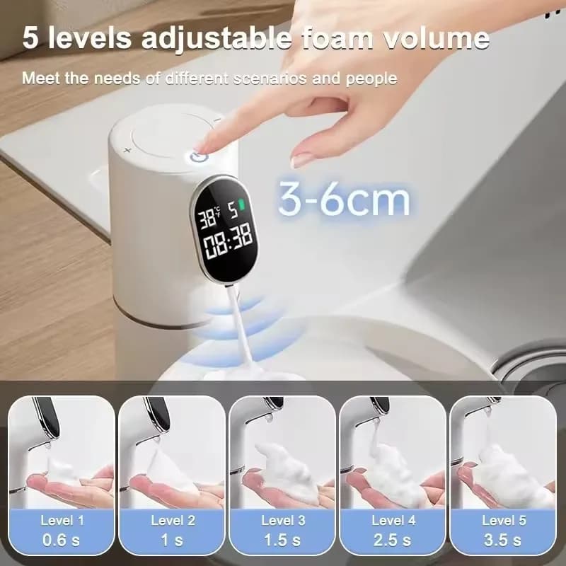 Nuovo Dispenser Automatico di Sapone Senza Contatto con Display Intelligente, Ricaricabile USB, Elettrico, 5 Livelli Regolabili NUOVO