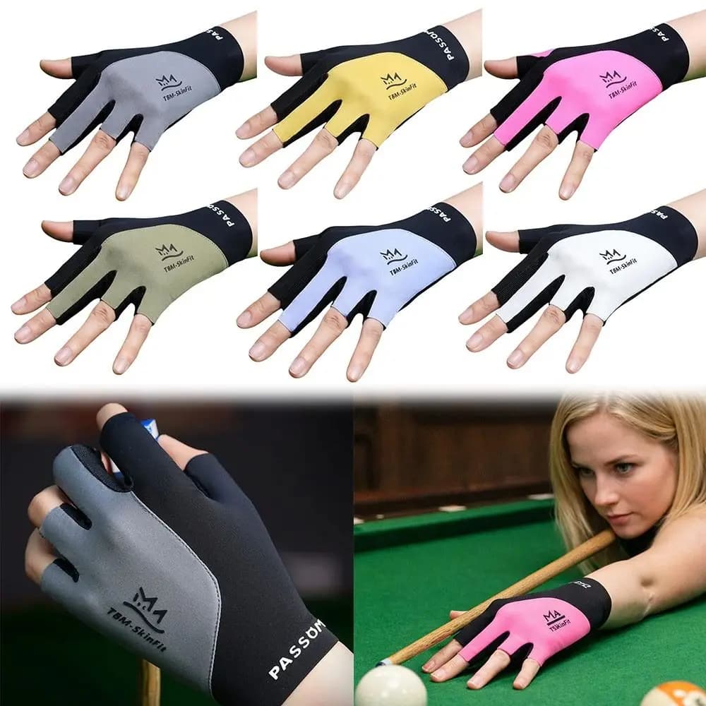 Guanti da Biliardo in Seta Elastica Traspiranti con Dita Libere, Guanto Antiscivolo e Resistente all'Usura per Snooker e Pool