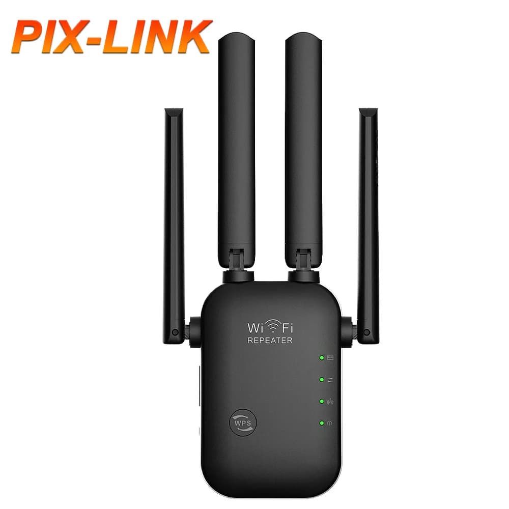 PIX-LINK WR45 Ripetitore WiFi Wireless-N 300Mbps 2.4GHz con 4 Antenne Esterne Fisse, Modalità Router/AP, WPS, Amplificatore di Segnale da Presa a Muro