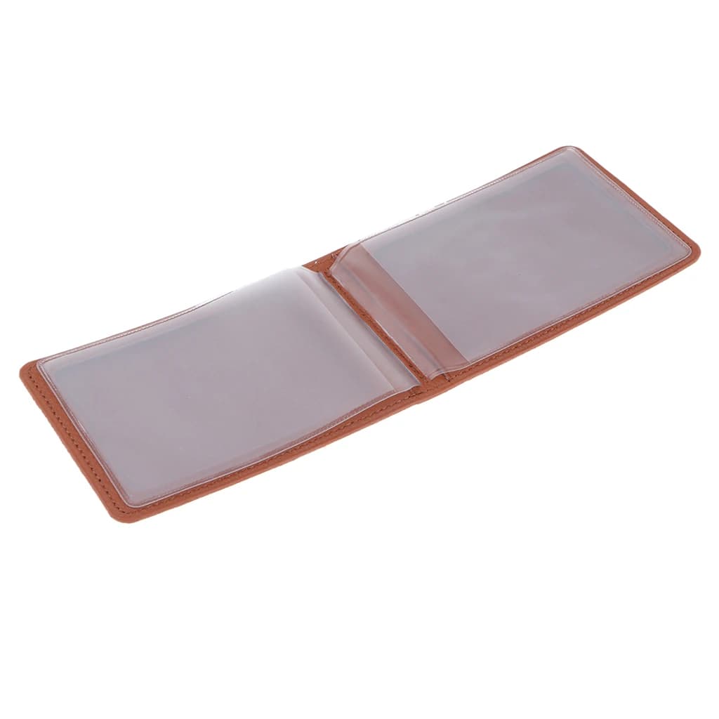Leather Card Holder Wallet Slim PVC Name Card Organizer Waterproof Sleeve for Travel Business Office