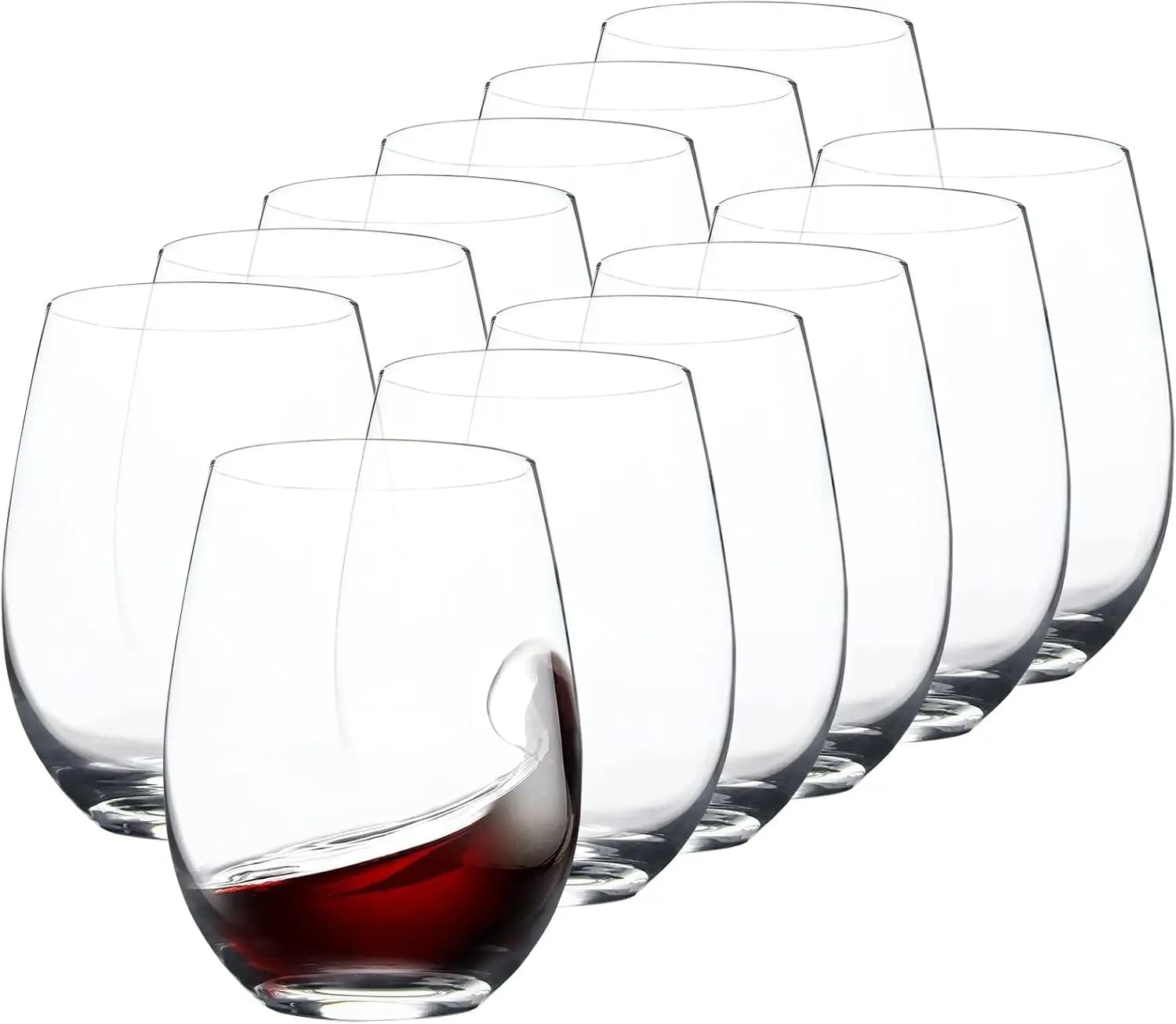 Set di 12 Bicchieri da Vino, 15 Once, Bordo Liscio, Bicchieri Standard per Vino Rosso e Bianco, Lavabili in Lavastoviglie