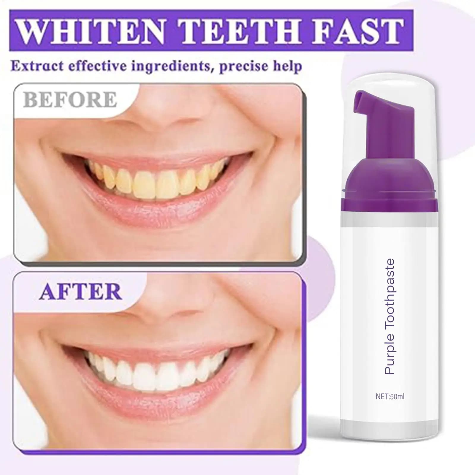 Dentifricio in Schiuma 50ml, Sbiancante e Detergente Profondo, Schiuma Ultra-Fine per Pulizia dei Denti, per Viaggi, Casa, Dopo i Pasti, Prima del Sonno