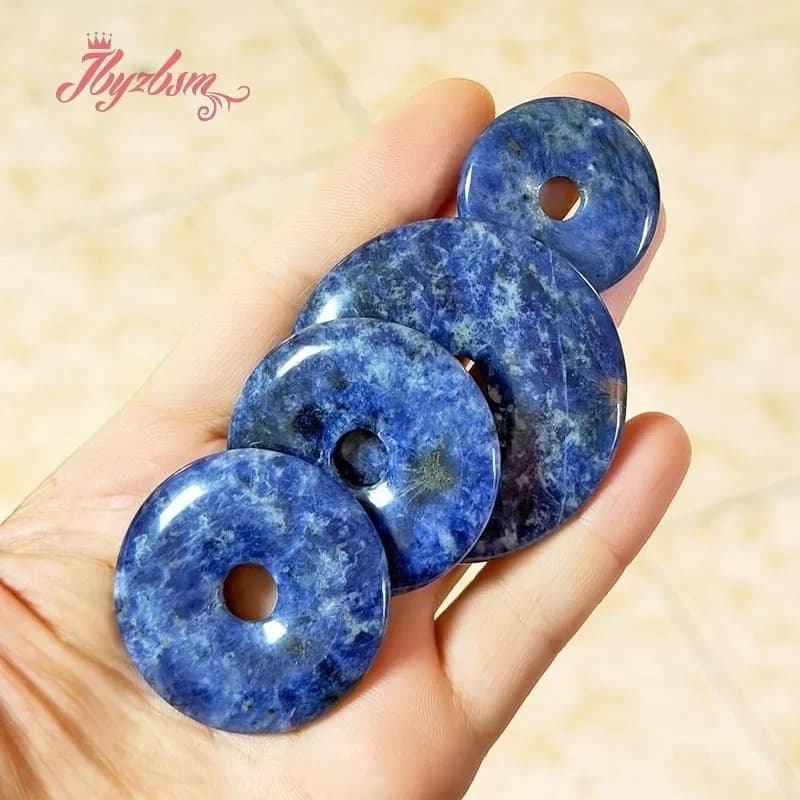 Anelli in Sodalite Naturale Blu a Forma di Donut, Perline in Pietra per Creazione di Gioielli Fai-da-Te, Collane, Bracciali e Ciondoli per Donne, 1 Pezzo, 30mm 40mm 50mm