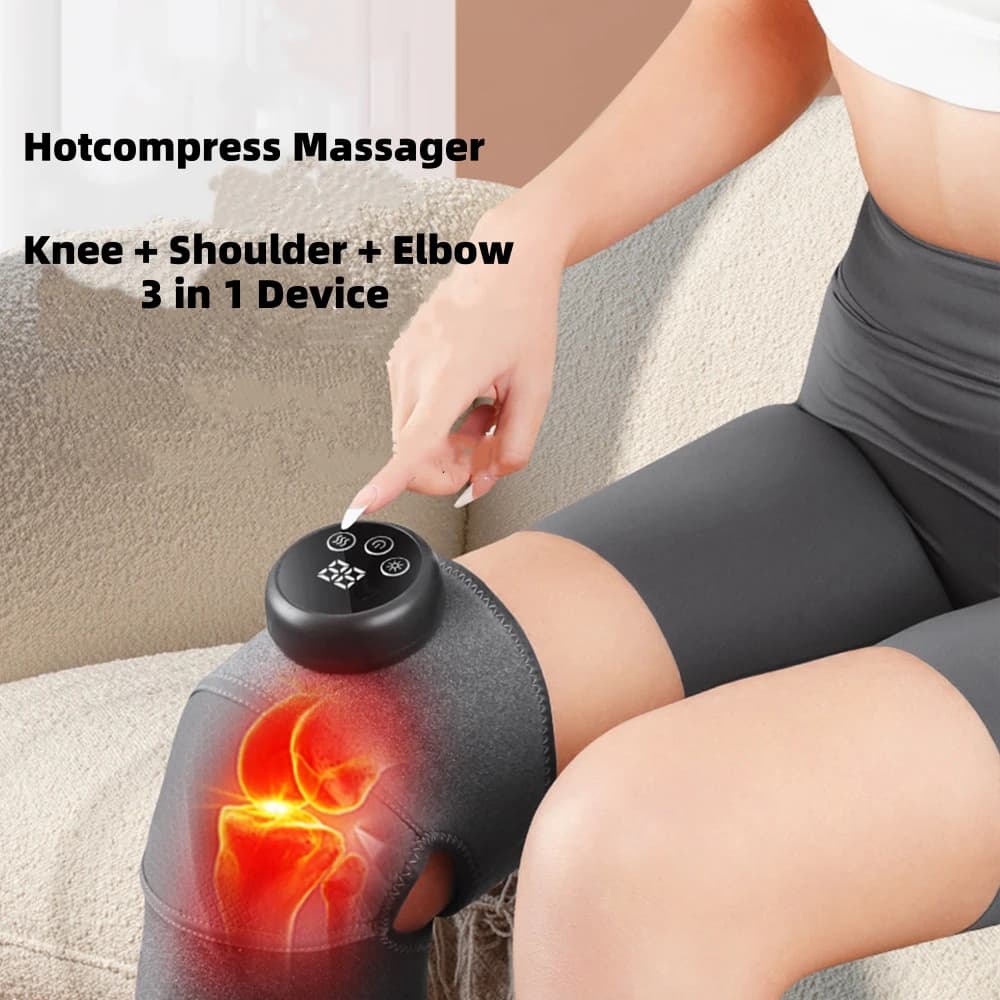 Massaggiatore per Ginocchia 3-in-1 con Calore e Terapia a Luce Rossa per Alleviare il Dolore, Protezione per Spalle, Gomiti e Ginocchia