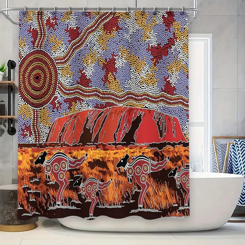 Tenda da doccia di arte aborigena Fauna selvatica australiana Koala Eucalipto Natura Decor Set da bagno Modello unico Tessili per la casa Artisti
