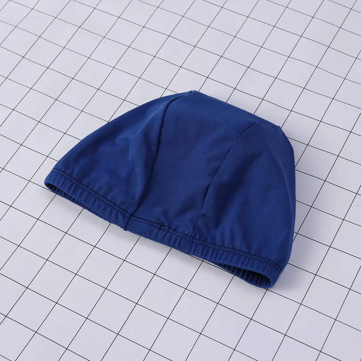 Adult Swim Cap Polyester Cloth Fabric Dark Blue One Size Swimming Hat Men Women Elastic Comfortable